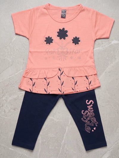 Sweet Style Peach & Navy 2-Piece Set | Baby Girls Clothes