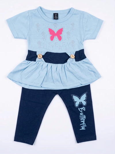 Light Blue Butterfly Peplum Set | Best Baby Girl Clothes