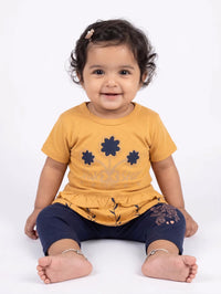 Baby Girl Mustard Floral Peplum Outfit | Baby Rompers Pakistan