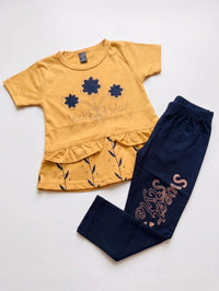 Baby Girl Mustard Floral Peplum Outfit | Baby Rompers Pakistan