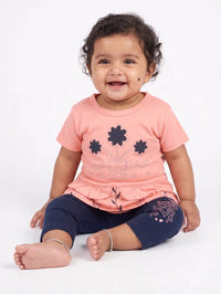 Sweet Style Floral Peach & Navy 2-Piece Outfit Set - Baby Outfits