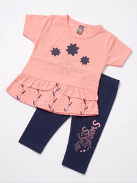 Sweet Style Floral Peach & Navy 2-Piece Outfit Set - Baby Outfits