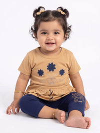 Mustard & Navy Floral Peplum 2-Piece Outfit Set - Baby Outfits