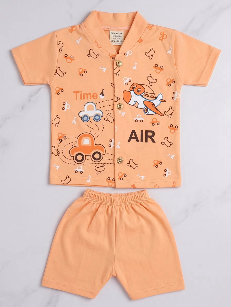 Peach Airplane & Car 2-Piece Outfit Set