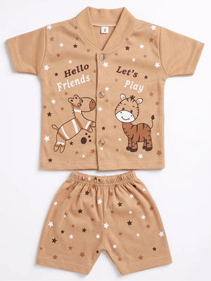 Tan Zebra "Hello Friends" 2-Piece Starry Baby Outfit