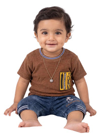 Brown Textured T-Shirt & Denim-Style Shorts Set - Baby Outfits