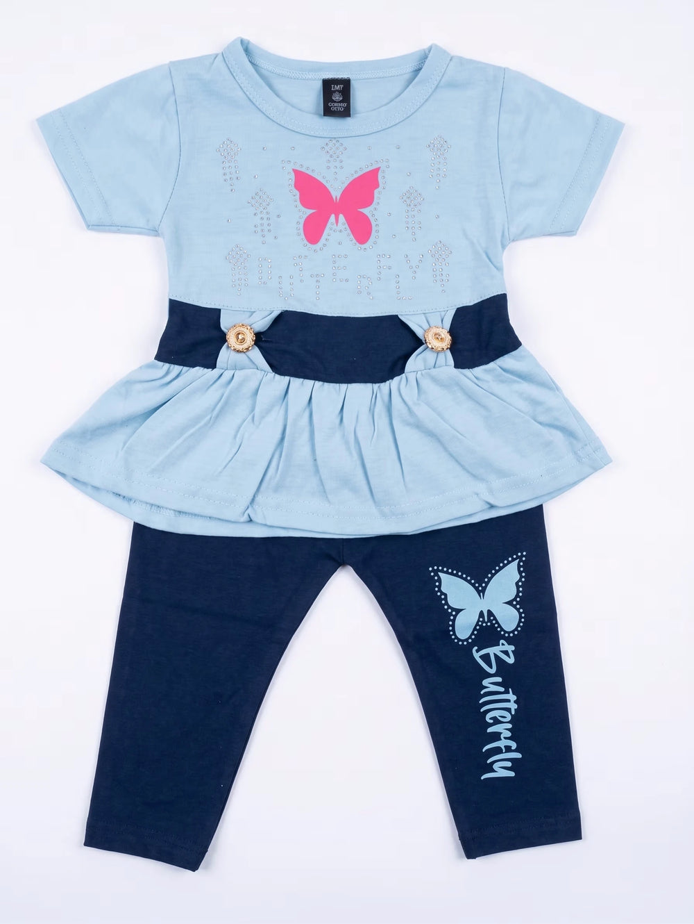 Light Blue Butterfly Peplum Set | Best Baby Girl Clothes