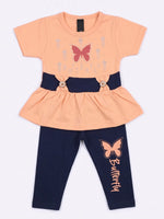 Peach Butterfly Peplum Set | Best Baby Girl Clothes
