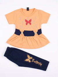 Peach Butterfly Peplum Set | Best Baby Girl Clothes