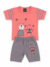 Coral Pink & Grey Fluffy Tiger 2-Piece Play Set - Baby Outfits