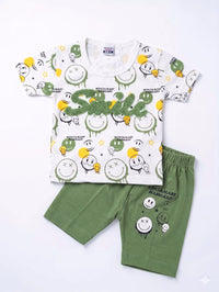 Green Graffiti Smiley Face 2-Piece Summer Set - Baby Outfits