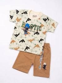 Beige & Brown "Exotic" Streetwear 2-Piece Set - Baby Outfits