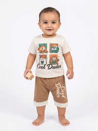 Cream & Brown "Cool Dudes" Monster 2-Piece Set - Baby Outfits