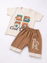 Cream & Brown "Cool Dudes" Monster 2-Piece Set - Baby Outfits