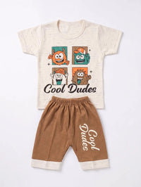 Cream & Brown "Cool Dudes" Monster 2-Piece Set - Baby Outfits
