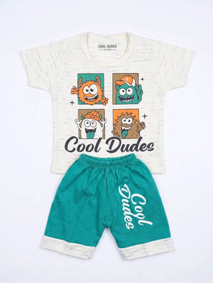 Cream & Teal "Cool Dudes" Monster 2-Piece Set